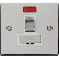 Polished Chrome 13A Fused Ingot Connection Unit Switched With Neon - White