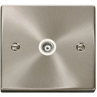 Satin Brushed Chrome Single Isolated Coaxial Socket - White