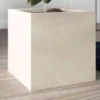 Beige Handmade Fiberstone Cube Planter - Cream