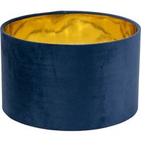 Reni Large Velvet and Metallic Chrome Ceiling Lamp Shade and Bulb - Navy Blue