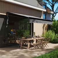 Outsunny Electric Awning with LED Light, Remote Controller - Dark Grey-2.5x2m