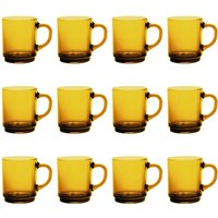 260ml Versailles Glass Coffee Mugs - Amber / 7.5cm / 12