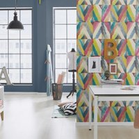 Ethno Geo Diamond Wallpaper Paste The Wall Extra Washable - Multicolored