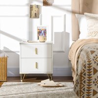HOMCOM Bedside Table End Table with 2 Drawers - White / 2