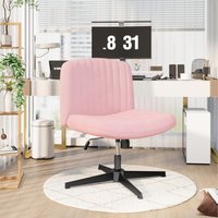 Modern Adjustable No Wheels Armless Office Chair for Home Office - Pink
