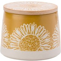 Artisan Flower Yellow Canister with Bamboo Lid - Yellow