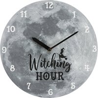 Witching Hour Moon MDF Wall Clock Never Be Late for Mischievous Events - Grey