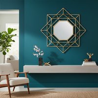Avento Large Round Silver Wall Mirror - Gold