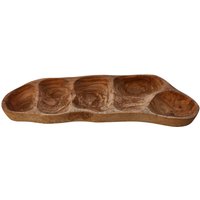 Kora 5 Section Olive Wood Antipasti Dish - Brown
