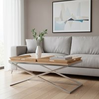 Holland Park Coffee Table with Oak Wood Tray Tops - Silver