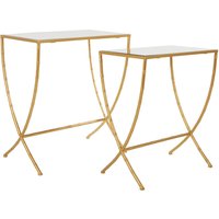 Avantis Set Of 2 Bamboo Design Side Tables - Gold