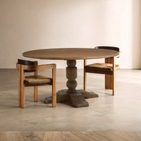 Parkside Dark Oak Wood Round Dining Table - Natural