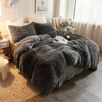 Faux Fur Duvet Cover Set - Grey / 200cm