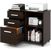 3-Drawer Mobile File Cabinet - Brown