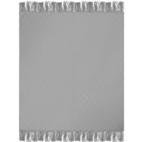 100 Percent Acrylic Knitted Throw Blanket with Diamond Pattern - Light Grey