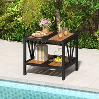 Outdoor Side Table with 4CM Umbrella Hole - Brown