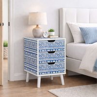 Santorini 3 Drawer Bedside Cabinet Chest Table Shabby Chic Blue - Blue