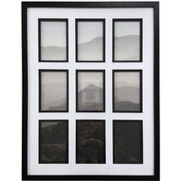 Rectangular 9 Aperture Collage Photo Frame - Black