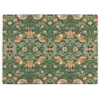 Green Strawberry Thief Glass Worktop Protector - William Morris Artwork - Green