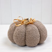 Elegant Beige Fabric Pumpkin Ornament - Beige
