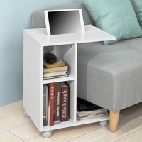 SoBuy Sofa Side Table End Table on Wheels - White