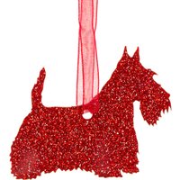 Glitter Scottish Terrier Christmas Decoration - Red