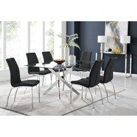 Leonardo Dining Table With Six Isco Chairs - Black