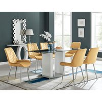 Florence Dining Table With Six Pesaro Silver Leg Chairs - Yellow