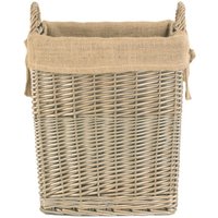 Small Rectangular Hessian Lined Log Basket - Brown