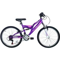 Dallingridge Chic Junior Girls Full Suspension Mountain Bike, 24in Wheel - Gloss Purple