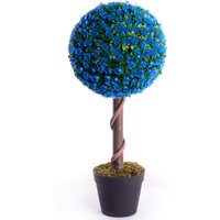 2ft - 60cm Best Artificial Blue Rose Ball Topiary Tree - Blue