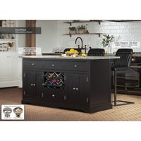 Baumhaus, Black Kitchen Island With Grey Granite Worktop - Grey Baumhaus, Black Kitchen Island With Grey Granite Worktop - Grey
