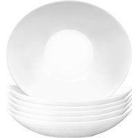 Prometeo Oval Glass Soup Plates 23cm White Pack of 6 - White