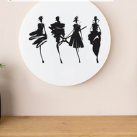 Lady art wall clock - Black and white