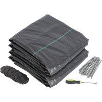 110gsm Weed Control Membrane with Pegs Plates 4m x 10m Coverage (2 Rolls) - Black
