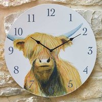 12" Highland Cow Garden Clock - Cream