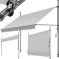No-Drill Retractable Awning - Light Grey / 300cm