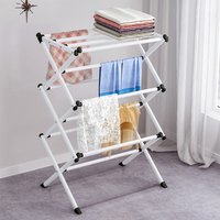 Clothes Airer Foldable Drying Rack Rust Resistant Metal - White