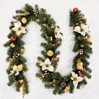 Copper Bronze Decorated Christmas Garland With Gold Dusted Acorns - Copper / With lights / 180cm