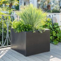 Titanic Black Gloss Polystone Cube Outdoor Planter - Black
