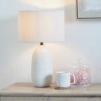 Vintage Textured Ceramic Table Lamp - White
