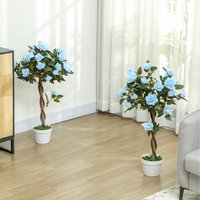 Outsunny Artificial Rose Tree - Blue and Set of 2 / 3.5kg
