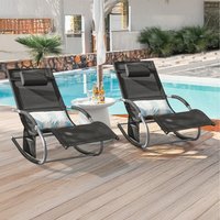 SoBuy Set of 2 Outdoor Garden Rocking Sun Lounger Recliner Relaxing Chair - Black