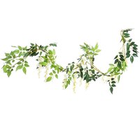 Set of 2 Artificial Hanging Wisteria Flowers - White