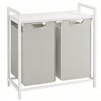 VASAGLE Laundry Basket with 2 Compartments, 2 Removable Liners - White / 71cm