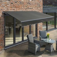 Retractable Aluminium Awning 2.5m x 2.0m Charcoal Frame - Charcoal