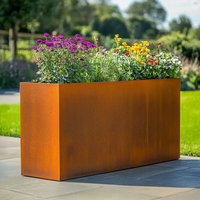 Corten Steel Long Tall Trough Metal Planter - Rusted / 80cm