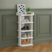 Neo Multi Layer Wooden Shoe Rack Durable Storage Organiser - White
