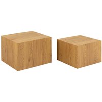 Wyld Haus Munkebo Pair Oak-Effect Square Coffee Tables, Travertine-Inspired Matt Finish - White