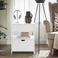 Nightstand with 2 Drawers and Shelf - White - White